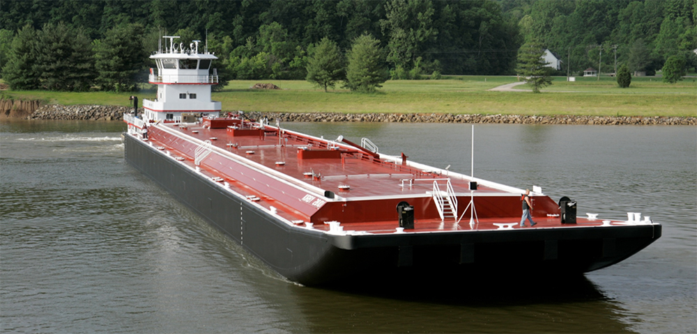 30,000 barrel tank barge on the water